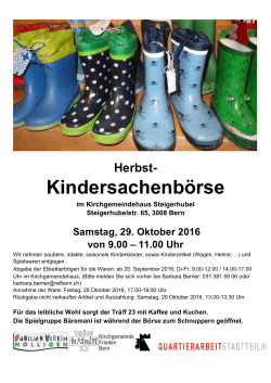 Kinderkleiderbörse 2016 - Familienverein Holligen