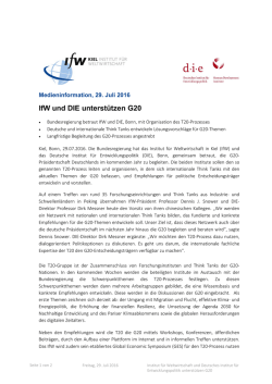 IfW und DIE unterst&uuml;tzen G20