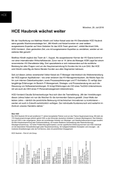 HCE Haubrok w&auml;chst weiter