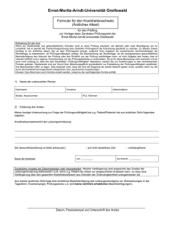 Vordruck f&uuml;r das &auml;rztliche Attest