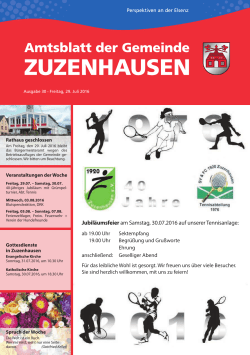 Jubil&auml;umsfeier am Samstag, 30.07.2016 auf