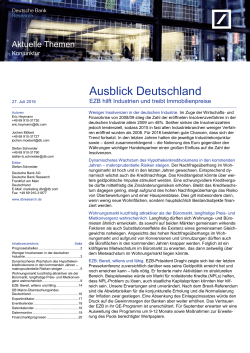 Ausblick Deutschland: EZB hilft Industrien und treibt Immobilienpreise