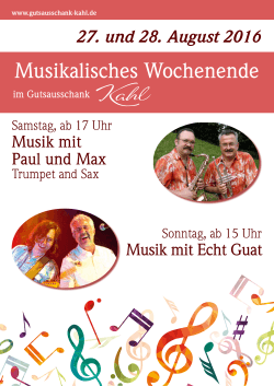 Musikalisches Wochenende - im Gutsausschank und Gästehaus Kahl