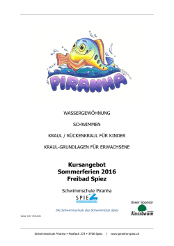Kursprogramm Sommerkurse - Schwimmschule Piranha Spiez