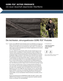 GORE-TEX&reg; ACTIVE PRODUKTE mit neuer dauerhaft