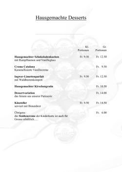 Hausgemachte Desserts - Wirtschaft zur Traube