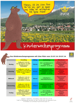 Sommerprogramm Familiendestination Zuoz, Woche