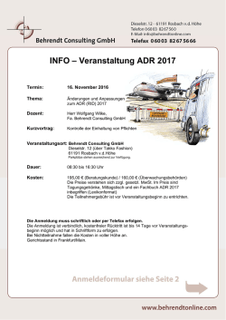 INFO &ndash; Veranstaltung ADR 2017