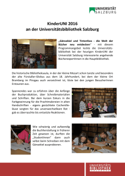 KinderUNI 2016 an der Universitätsbibliothek Salzburg