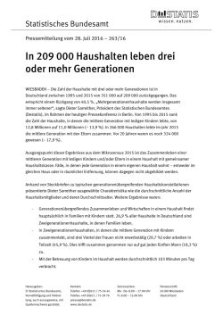In 209 000 Haushalten leben drei oder mehr Generationen (PDF, 68