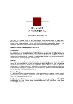 verwaltungen. und mehr. - DR. MEYER Verwaltungen AG