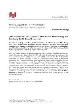 Herzog August Bibliothek Wolfenb&uuml;ttel Pressemitteilung