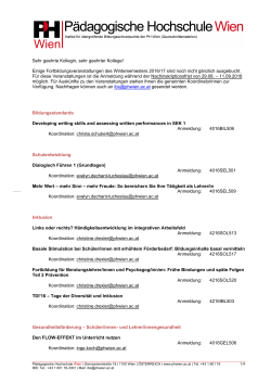Nachmeldungen FB IBS Homepage - Pädagogische Hochschule Wien