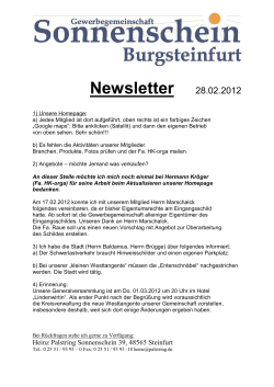 Newsletter 28.02.2012 - Gewerbegemeinschaft Sonnenschein