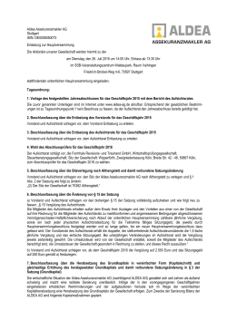 Aldea Assekuranzmakler AG Stuttgart ISIN: DE0006050073