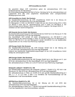 Jahresabschluss der AVR UmweltService GmbH - Rhein-Neckar