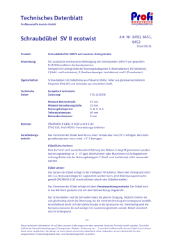 Technisches Datenblatt Schraubdübel SV II ecotwist