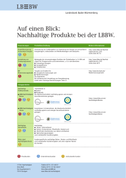 Auf einen Blick: Nachhaltige Produkte bei der LBBW.