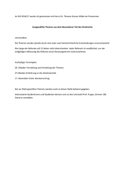 Im WS 2016/17 werde ich gemeinsam mit Herrn Dr. Thomas Grosse
