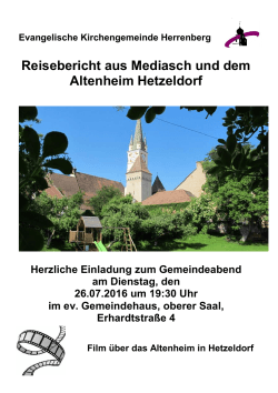 Reisebericht aus Mediasch und dem Altenheim Hetzeldorf