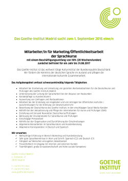 Mitarbeiter/in für Marketing/Öffentlichkeitsarbeit der - Goethe