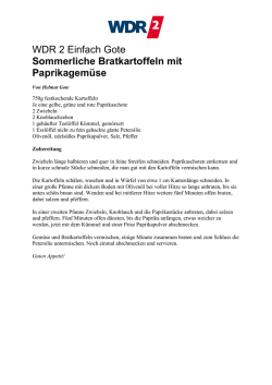 WDR 2 Einfach Gote Sommerliche Bratkartoffeln mit Paprikagem&uuml;se