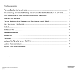 Inhaltsverzeichnis Vorwort: Solothurnisches Leimental 7 Die