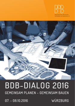 bdb-dialog 2016 - Bund Deutscher Baumeister, Architekten und