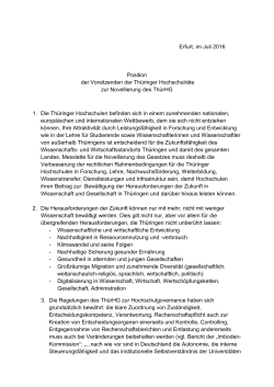 Position der Vorsitzenden der Thüringer Hochschulräte zur