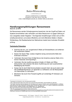 Handlungsempfehlungen Ransomware