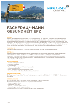 Information Ausbildung Fachfrau/