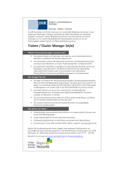 Trainee / Cluster Manager (m/w) - IHK Reutlingen