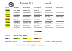 Dienstplan August 2016 - Wasserwacht Ebermannstadt