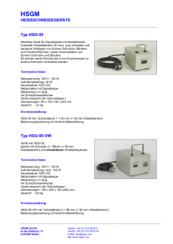 HEISSSCHNEIDEGER&Auml;TE Typ HSG-00 Typ HSG-00-VW