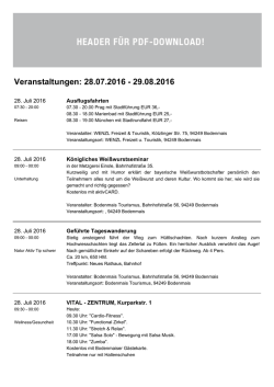 Veranstaltungen: 28.07.2016 - 29.08.2016