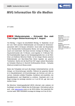 Gr&uuml;nwald: Bus statt Tram wegen Gleiserneuerung ab 1. August