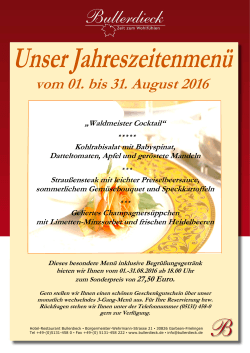 August 2016 - Hotel-Restaurant Bullerdieck