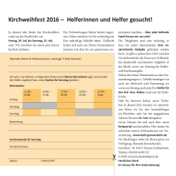 Kirchweihfest 2016 – Helferinnen und Helfer gesucht!