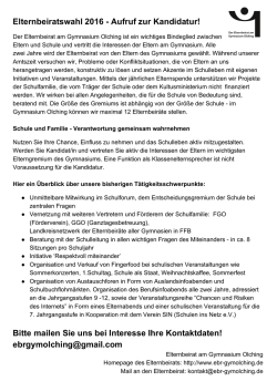 Elternbeiratswahl 2016 Aufruf zur Kandidatur!