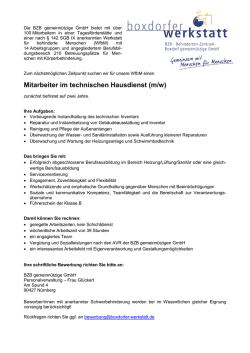 Ihre Aufgaben - Boxdorfer Werkstatt