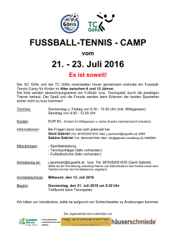 FUSSBALL-TENNIS - CAMP 21. - 23. Juli 2016