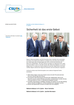Sicherheit ist das erste Gebot