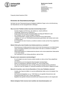 Dissertationseinreichung FAQ