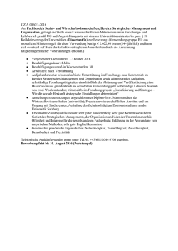 Dissertant/in Fachbereich Sozial