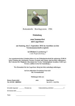 Rottendorfer Bowlingverein 1984 Einladung zum Sommerfest mit