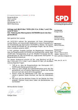 Anfrage SPD Kreistagsfraktion