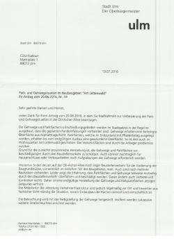 Hier kommen Sie zur Antwort von Oberbürgermeister Czisch.