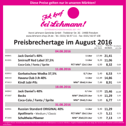 Preisbrechertage im August 2016