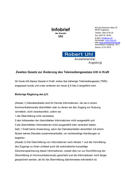 Infobrief - Rechtsanwalt Robert Uhl