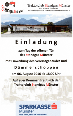 Einladung zum Tag der offenen Tür und Einweihung des Traktorclub